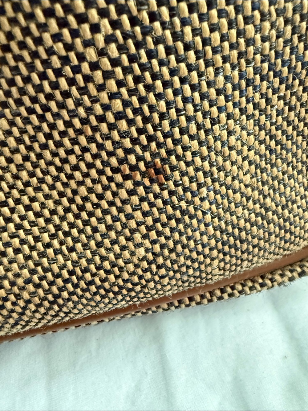 Samsonite Brown and Tan Woven Messenger Bag with Leather Trim - Picture 8 of 8